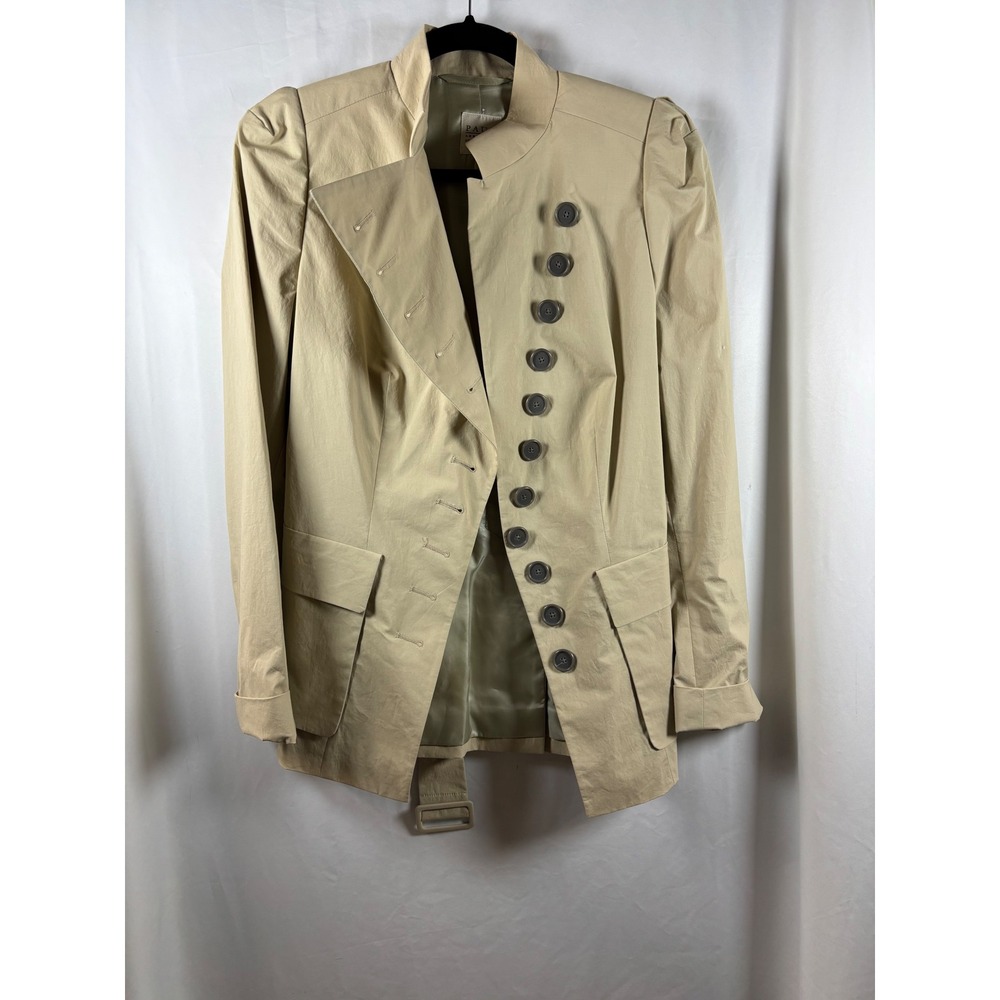 Pauw Amsterdam Beige Cotton Military Blazer Belted Puff Shoulder Jacket Belgium